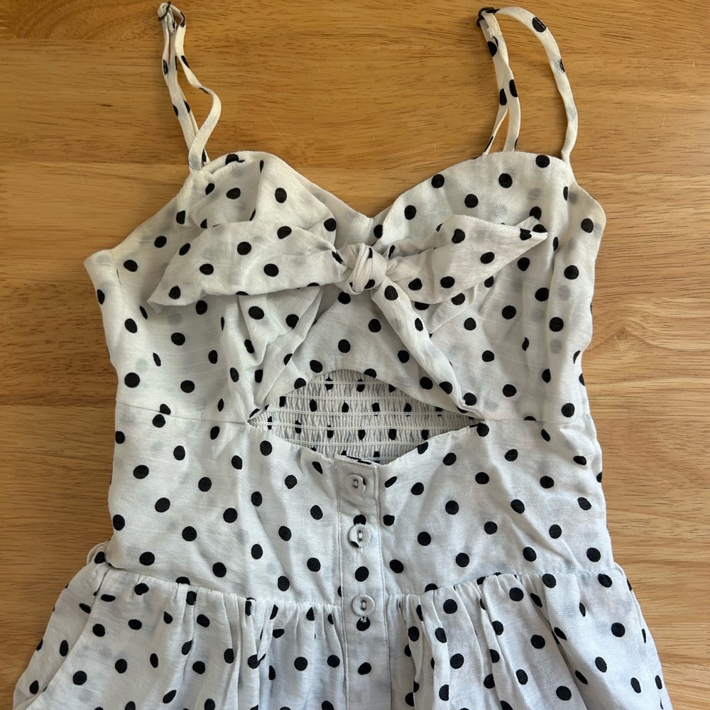 Polka Dot Sleeveless Dress with Bow